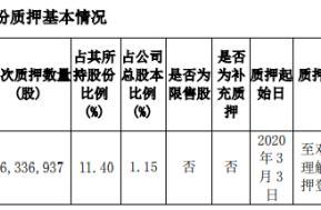 碧水源股东刘振国质押3634万股 用于为公司融资担保”